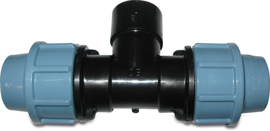 Unidelta T-Stück 90° PP Klemm x Innengewinde x Klemm 16bar Schwarz/Blau DVGW/KIWA/WRAS