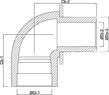 VDL Winkel 90° PVC-U 50 mm x 40/50 mm Klebemuffe x Klebemuffe/Klebestutzen 10bar Grau