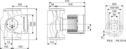 Grundfos Umwälzpumpe mit variabler Drehzahl Gusseisen DIN Flansch 10bar 3.17A 230VAC Schwarz/Rot WRAS