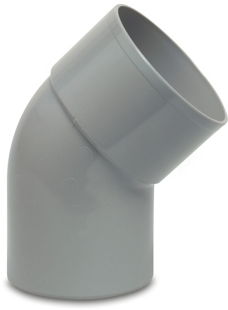 Bogen 45° PVC-U Klebemuffe x Stutzen Grau