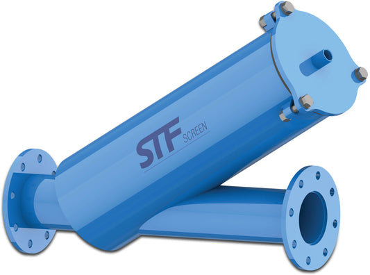 STF Inline-Filter carbon steel ST37.2 Epoxybeschichtung 3" DIN Flansch 10bar 120micron 2 mm DN80 Edelstahl Gaze Blau Typ FY-3