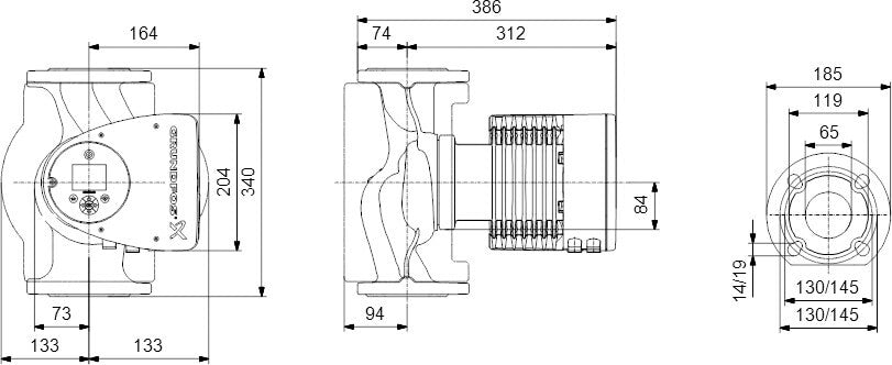 Grundfos Umwälzpumpe mit variabler Drehzahl Gusseisen DIN Flansch 10bar 3.17A 230VAC Schwarz/Rot WRAS