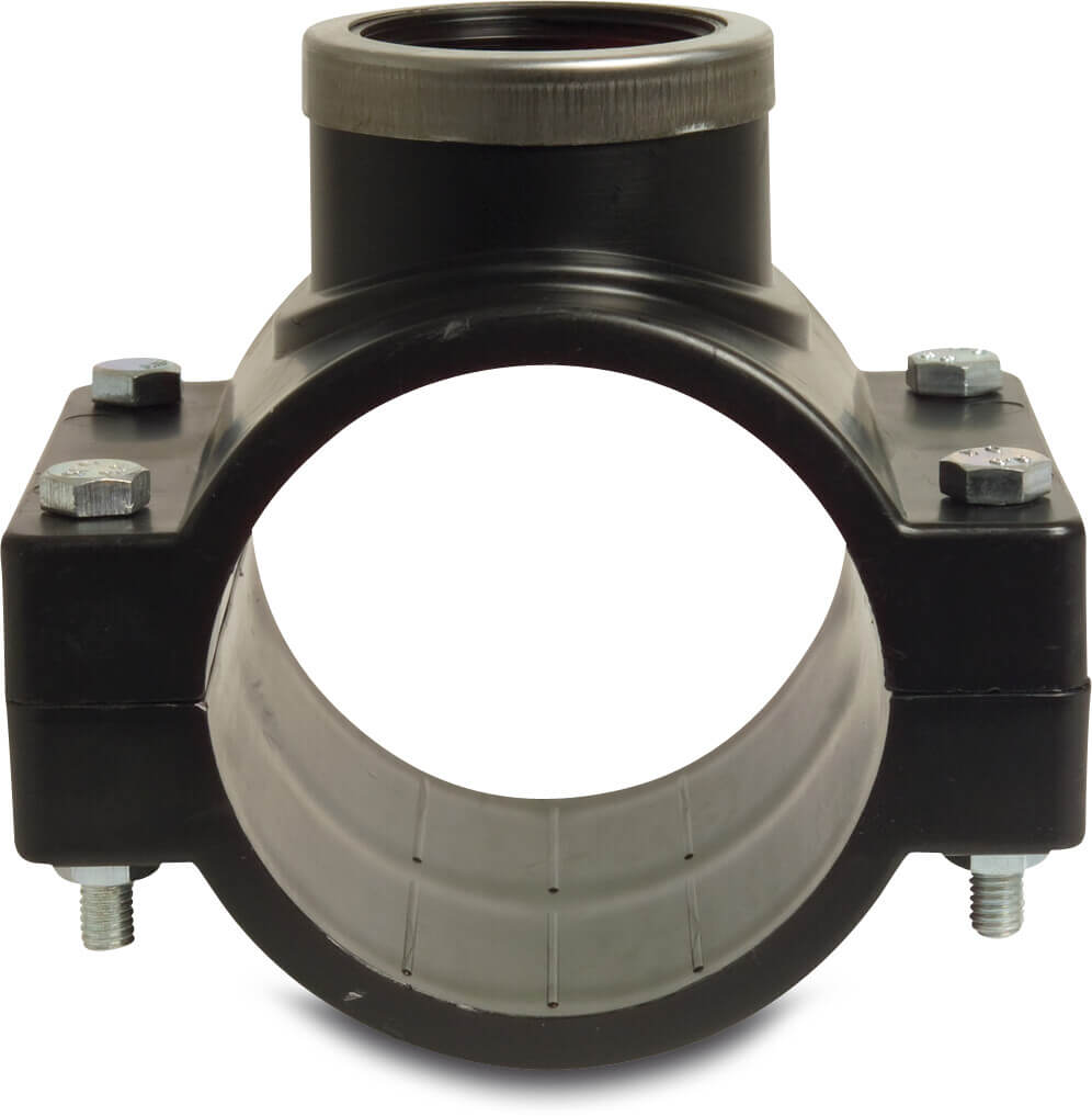 VDL Anbohrschelle PP 160 mm x 1" Schelle x Innengewinde 6bar Schwarz Typ Edelstahl Ring