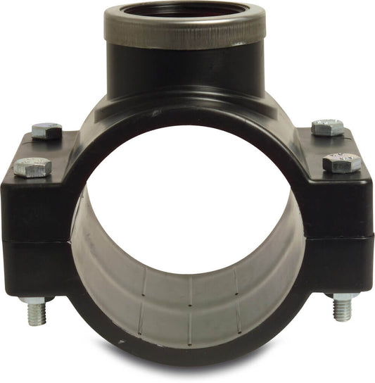 VDL Anbohrschelle PP 160 mm x 1" Schelle x Innengewinde 6bar Schwarz Typ Edelstahl Ring