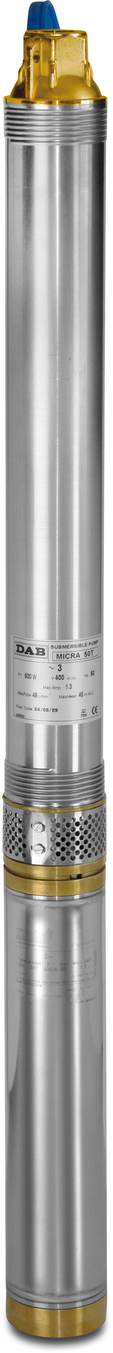 DAB Brunnenpumpe Edelstahl 304 1" Innengewinde 1,9A 230VAC mit 1.2m Kabel Typ Ölkühlung