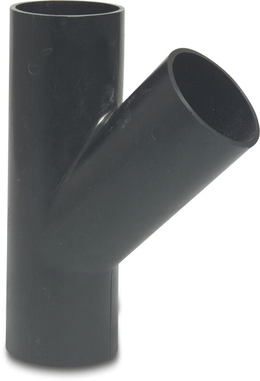 T-Stück 45° PE80 40 mm Schweißstutzen SDR26 4bar Schwarz