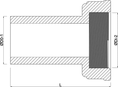 VDL 2/3 Verschraubung aus Rohr hergestellt PVC-U Stutzen x Überwurfmutter IG 16bar Grau