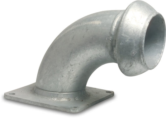 Bogen 90° Stahl Verzinkt 133 mm x 4" V-Teil Kardan x Quadratflansch Typ Kardan (VE: 10 St.)
