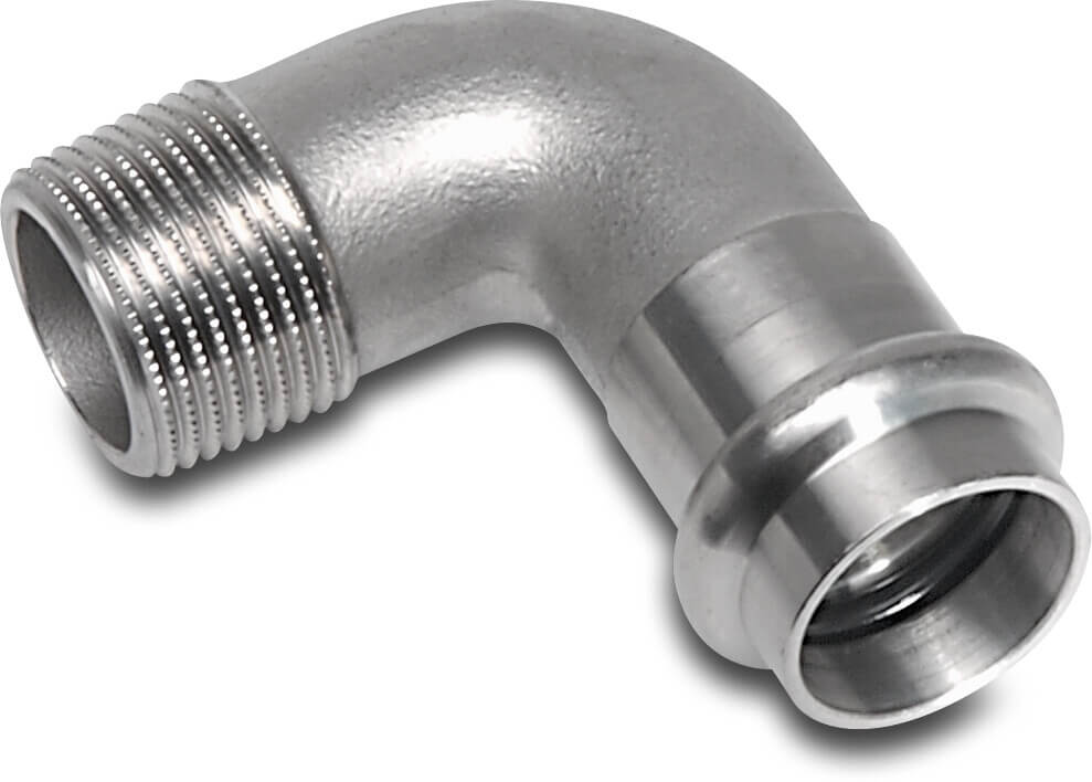 Bonfix Winkel 90° Edelstahl 316L Außengewinde x Pressmuffe KIWA