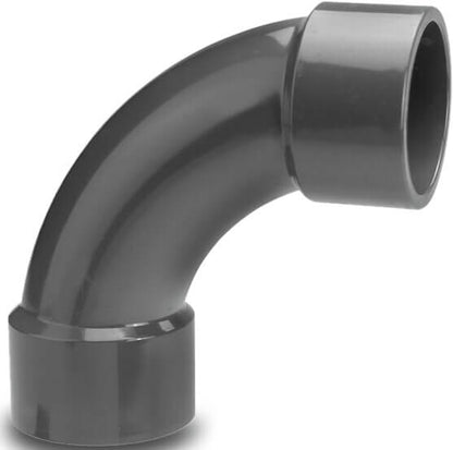 VDL Bogen 90° PVC-U Klebemuffe 16bar Grau