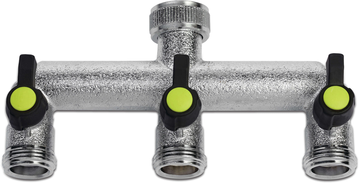 3-Wege Verteiler Vernickelt 3/4" Innengewinde x Außengewinde 8bar