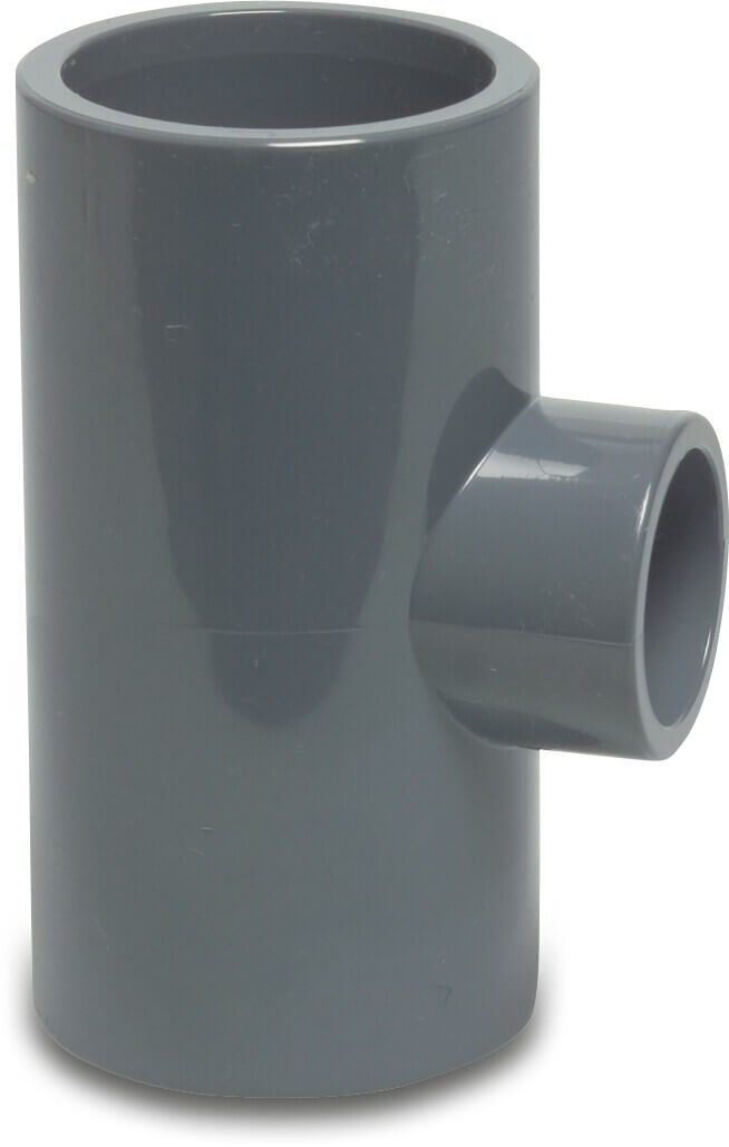 T-Stück 90° PVC-U 110 mm x 90 mm x 110 mm Klebemuffe 16bar Grau