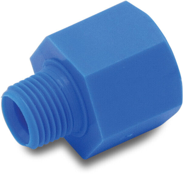 Tefen Gewindenippel PA Glasfaserverstärkt 1/4" x 1/8" Innengewinde x Außengewinde 14bar Blau (VE: 25 St.)