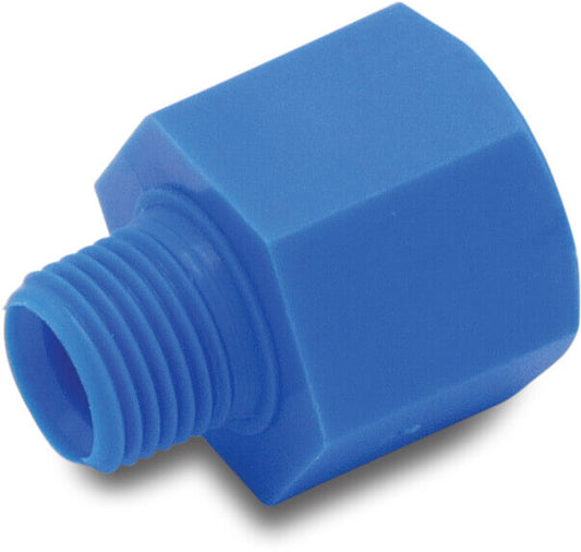 Tefen Gewindenippel PA Glasfaserverstärkt 1/4" x 1/8" Innengewinde x Außengewinde 14bar Blau (VE: 25 St.)