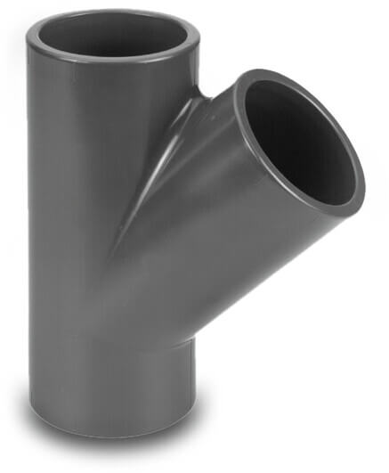 VDL T-Stück 45° PVC-U Klebemuffe 10bar Grau