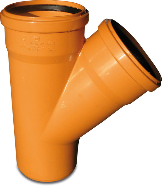 Einfachabzweig 45° PVC-U SN4 Steckmuffe x Steckmuffe x Stutzen Rostbraun