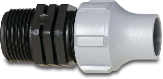 Tavlit Adapter PP lock x Außengewinde 10bar Schwarz/Grau