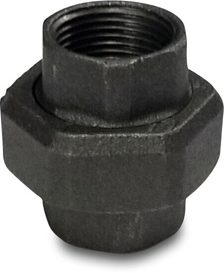 Nr. 330 Verschraubung Gusseisen Schwarz 1/2" Innengewinde 25bar DVGW Typ Flach