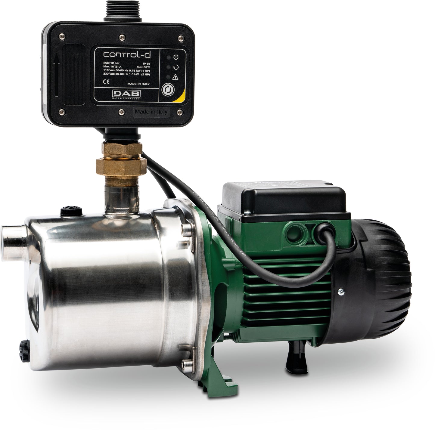 DAB JETINOX 132 Control D Kreiselpumpe Edelstahl 304 1" Innengewinde 8bar 6,6A 230VAC Grün Selbstansaugend mit Press-Control