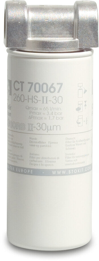 Kraftstofffilter Aluminium 1" Innengewinde 3,4bar 30micron Hydrosorb