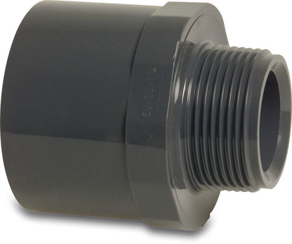 VDL Übergangsnippel PVC-U 12/16 mm x 3/8WW Klebemuffe/Klebestutzen x Außengewinde 10bar Grau