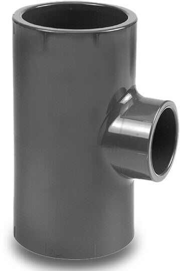 VDL T-Stück 90° PVC-U Klebemuffe x Klebemuffe/Klebestutzen x Klebemuffe 10bar Grau
