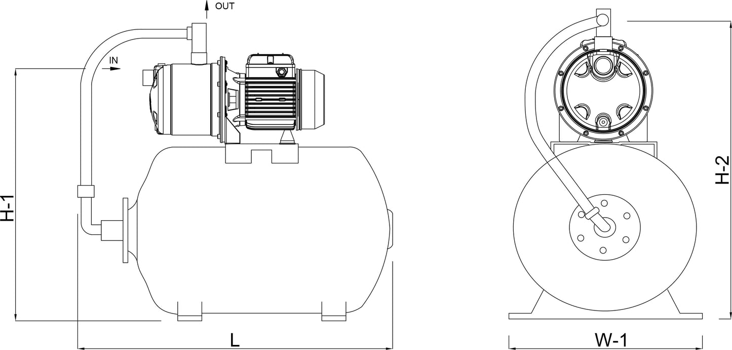 Hauswasserstation Edelstahl 304 1" Innengewinde 3,2A 230VAC Blau 60ltr Typ AJ 50/60 - 24
