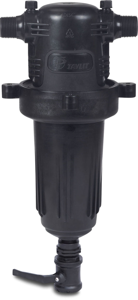 Tavlit Manueller Filter glasfaserverstärktes Nylon 1 1/2" Außengewinde 10bar 120micron Edelstahl 316 Schwarz Typ Adir