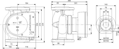 Grundfos Umwälzpumpe mit variabler Drehzahl Edelstahl DIN Flansch 10bar 2.87A 230VAC Schwarz/Rot