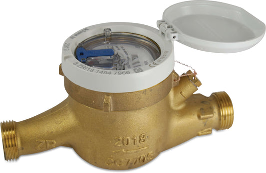 Wasserzähler Nassläufer Messing Außengewinde 16bar 1.5m³/h DN15 Messing KIWA Typ DS78TBR waagerecht mit Pulsoption