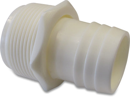 Schlauchtülle mit Überwurfmutter ABS 1 1/2" x 38 mm Überwurfmutter AG x Schlauchtülle 10bar Weiß (VE: 10 St.)