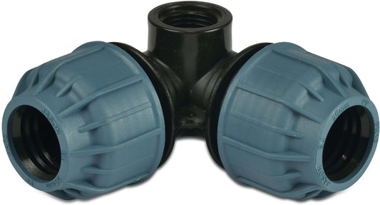 Jason Winkel 90° pop-up mit Entleerung seitlich PP Klemm x Innengewinde x Klemm 10bar 1/2" Schwarz/Blau