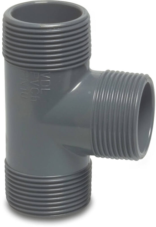 VDL T-Stück 90° PVC-U 1 1/4" Außengewinde 10bar Grau