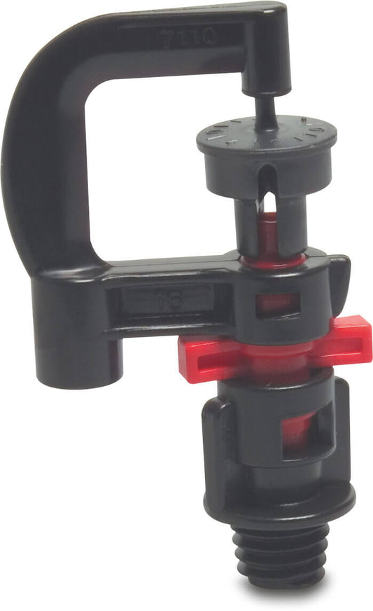 NaanDan Bügeldüse Kunststoff 3/8WW Außengewinde 1,1 mm 360° Rot Typ Hadar 7110, medium range rotor