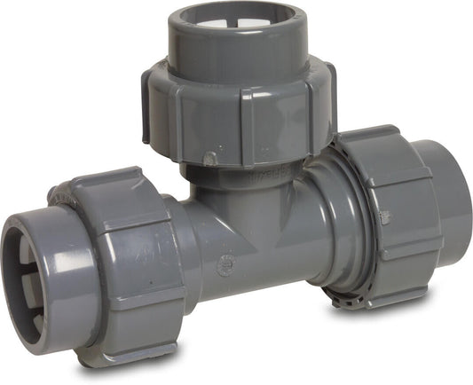 T-Stück 90° PVC-U 50 mm Klemm 4bar Grau