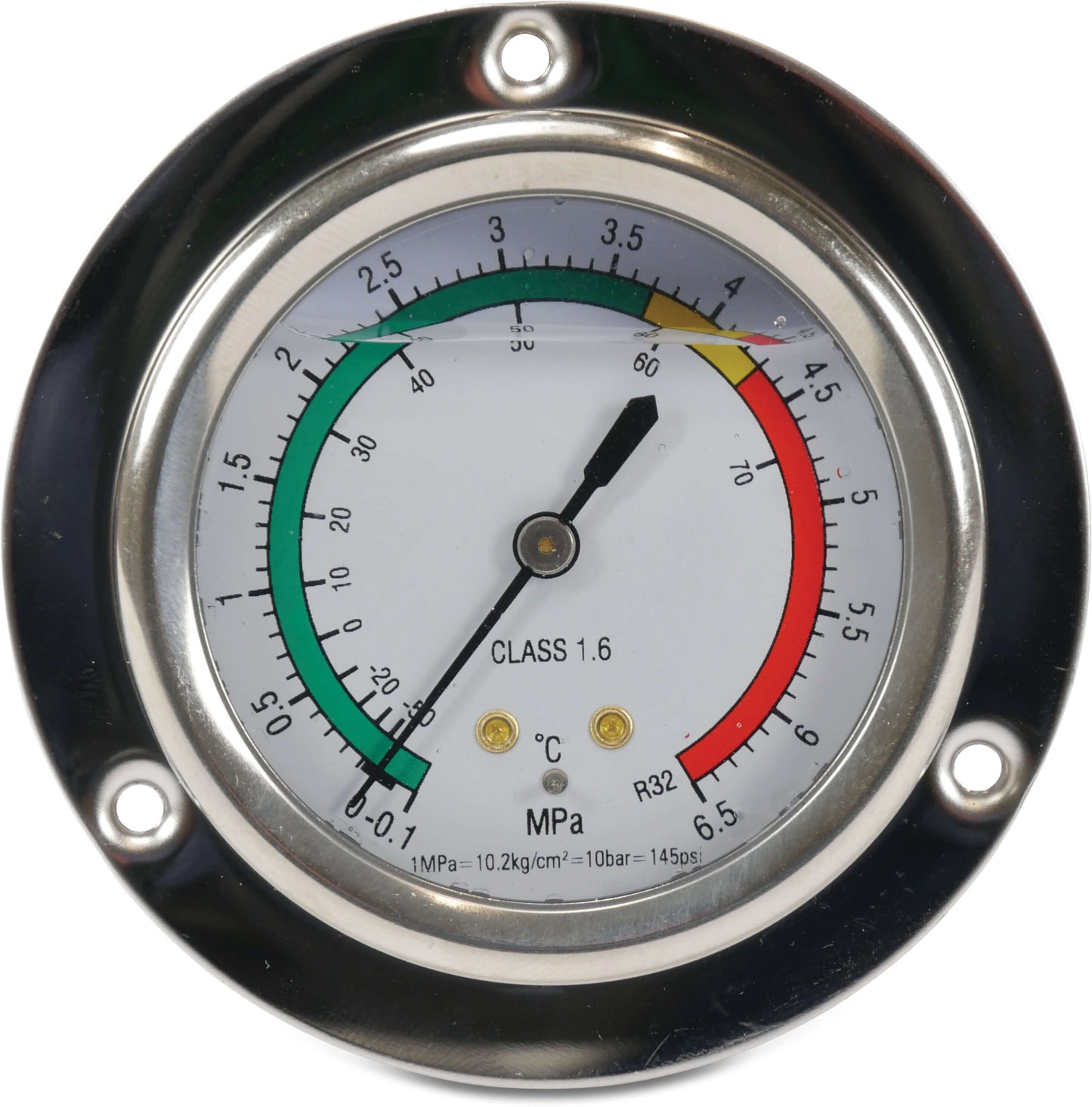 Manometer 63 mm 0 - 65bar R32 hinterer Anschluss 1/4"