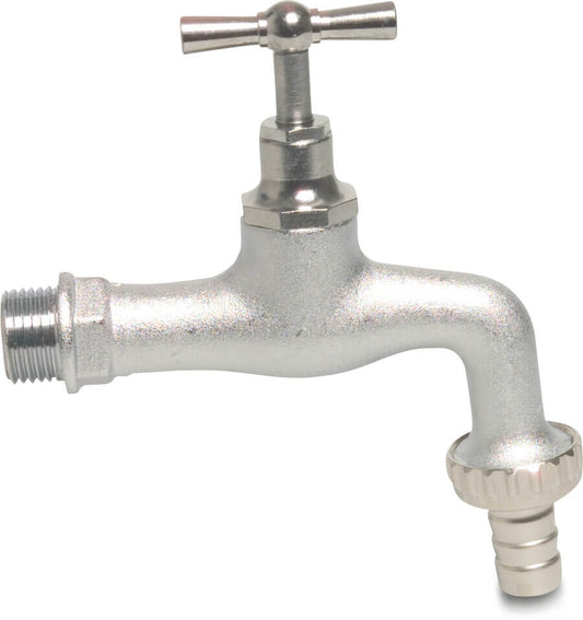 Auslaufventil Messing Chrom matt 1" x 25 mm Außengewinde x Schlauchtülle Typ 355S