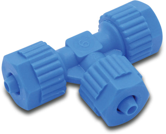 Tefen T-Stück 90° PA Glasfaserverstärkt 6 mm Tülle 14bar Blau