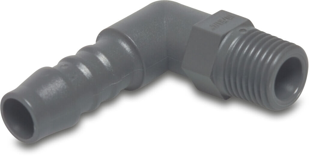 Winkel 90° Nylon Außengewinde x Schlauchtülle 10bar Grau