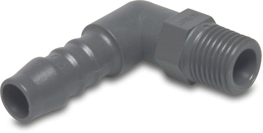 Winkel 90° Nylon Außengewinde x Schlauchtülle 10bar Grau
