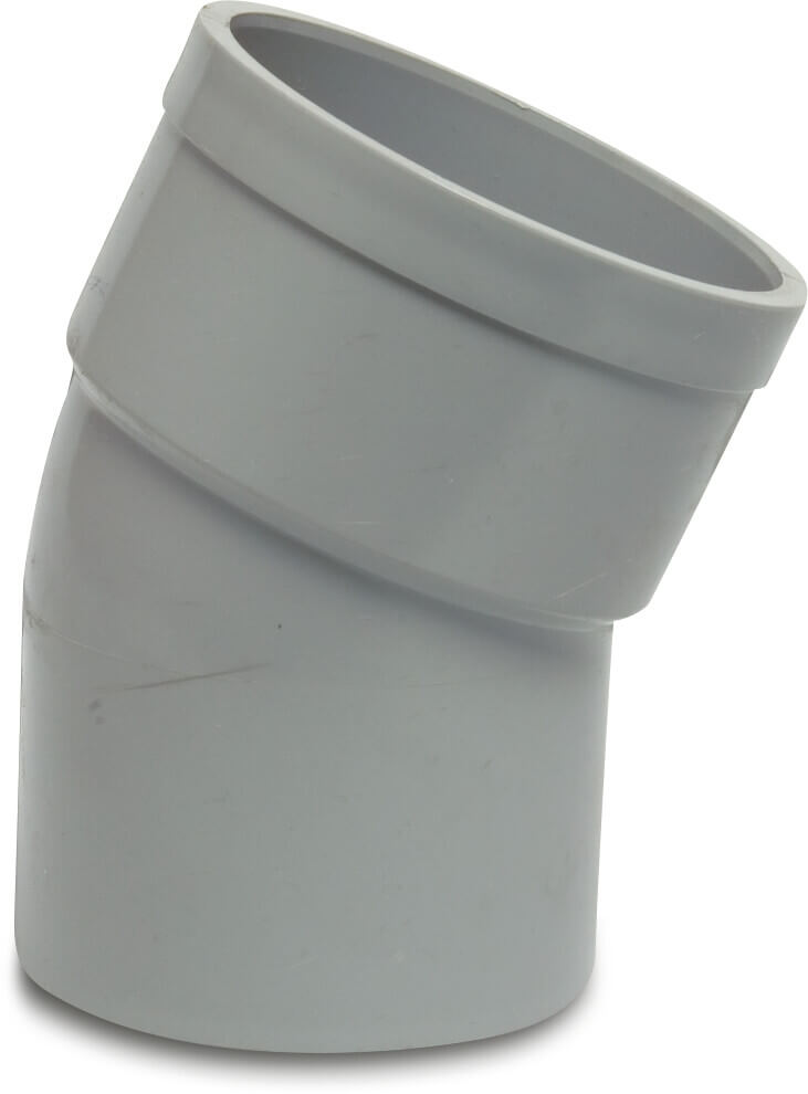Bogen 22° PVC-U 125 mm Klebemuffe x Stutzen Grau KOMO