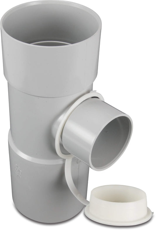 Regenwassersammler PVC-U 80 mm Klebemuffe Grau Typ mit Laubfänger und Überlauf 50mm