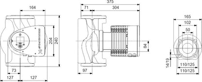 Grundfos Umwälzpumpe mit variabler Drehzahl Edelstahl DIN Flansch 10bar 1.95A 230VAC Schwarz/Rot WRAS