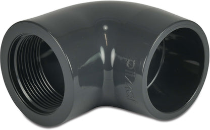 Profec Winkel 90° PVC-U Klebemuffe x Innengewinde 10bar Grau