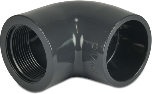 Profec Winkel 90° PVC-U Klebemuffe x Innengewinde 10bar Grau