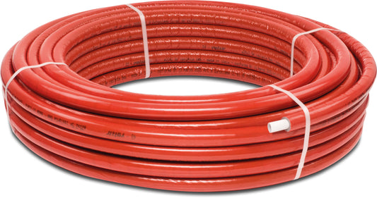 Isoliertes Druckrohr PE-Xb/AL/PE 16 mm x Glatt 10bar Weiß 50m KIWA Typ Mixal Mantel Rot (VE: 50 m)