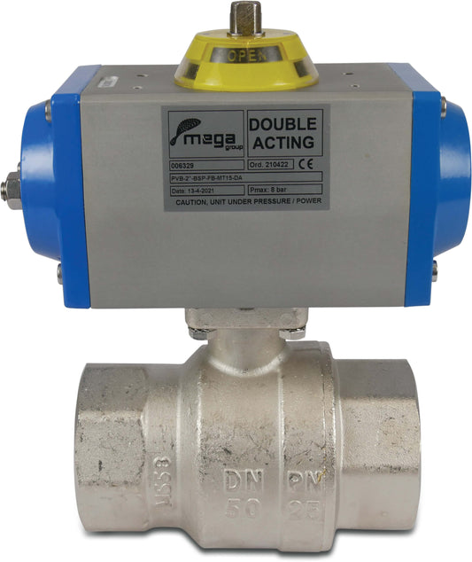 Pneumatischer Kugelhahn Messing Vernickelt Innengewinde 40bar Typ doppelt wirkend