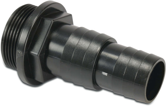 Schlauchtülle mit O-Ring ABS 1 1/2" x 32 - 38 mm Außengewinde x Schlauchtülle Schwarz
