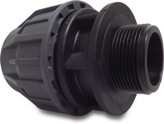 Jasonflex Verschraubung PP 50 mm x 2" Klemm x Außengewinde 16bar Grau/Schwarz