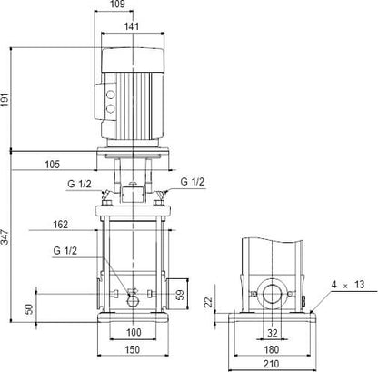 Grundfos Mehrstufige Kreiselpumpe Edelstahl 1 1/4" 1A 400VAC